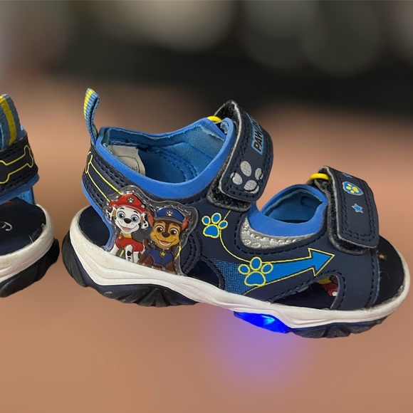 Nickelodeon Paw Patron Sandals Black Blue Size 6 Velcro Summer light-up - Picture 12 of 13